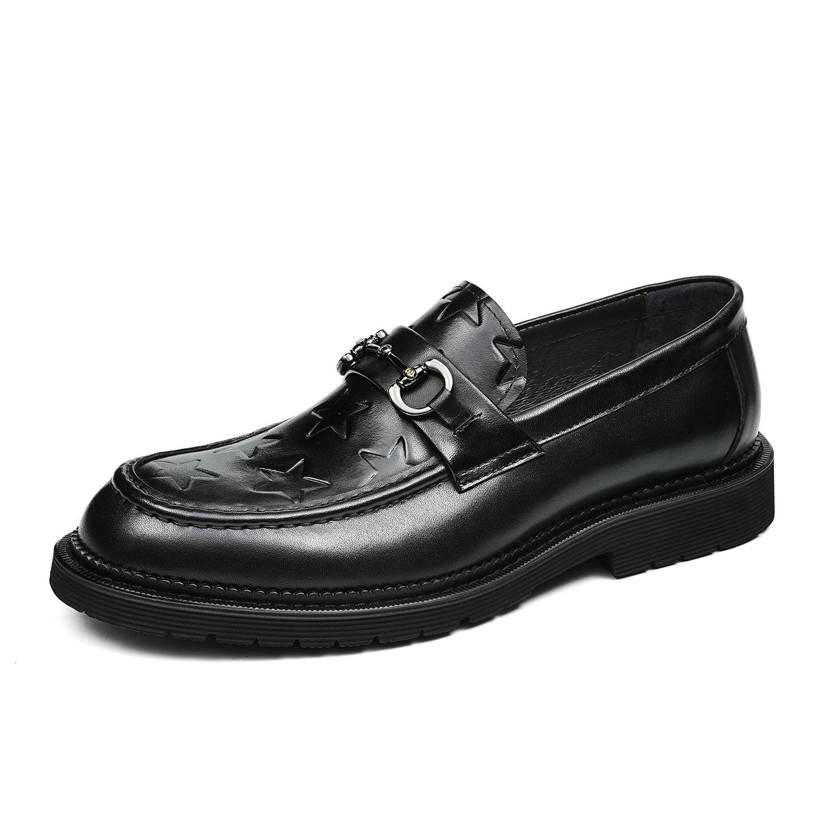 Men's Metal Bit Loafers| with Thick Sole & Moc-Toe Design