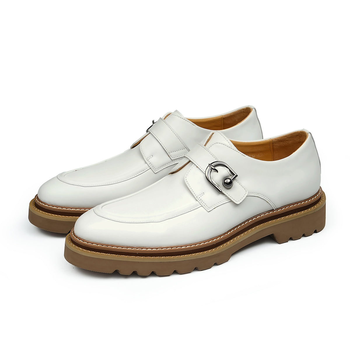 Men's Buckle Strap Monk Shoes | with Chunky Platform
