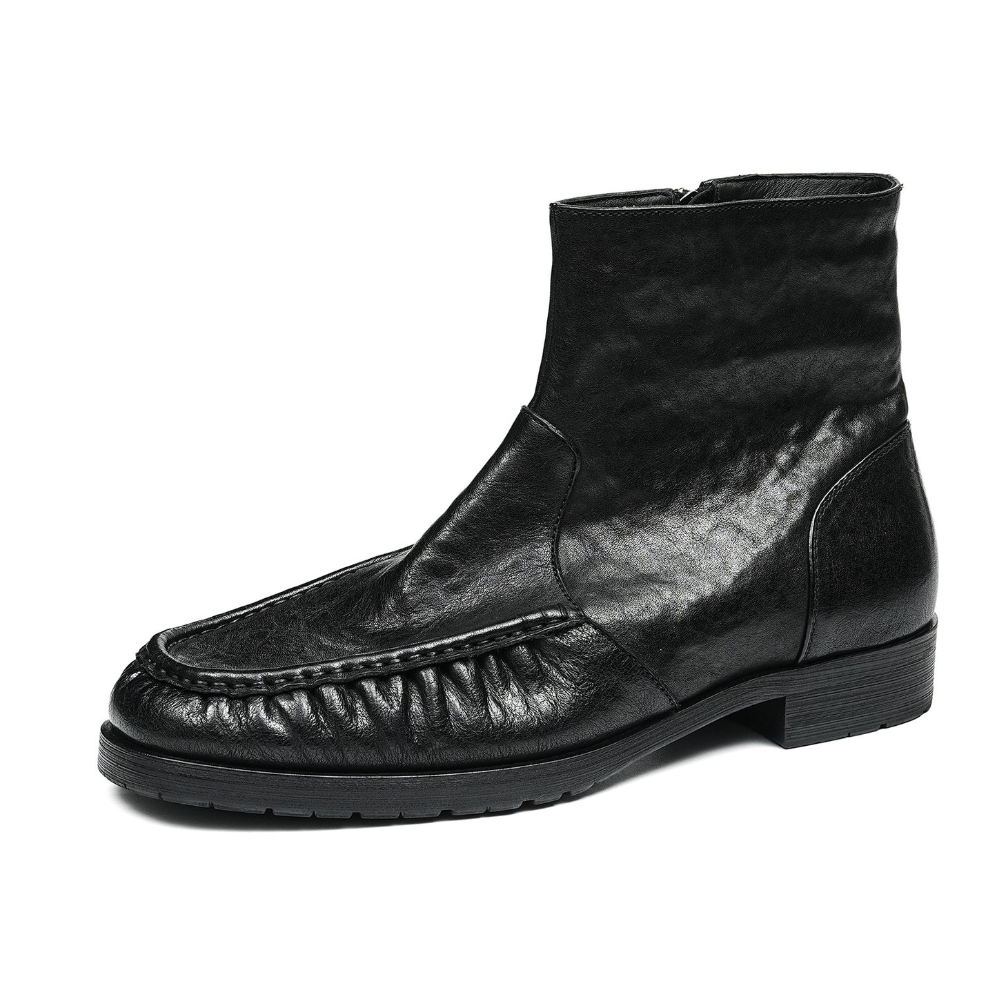 Men's Boots | Handcrafted Moc Toe Ankle Textured Uppers & Side Zip