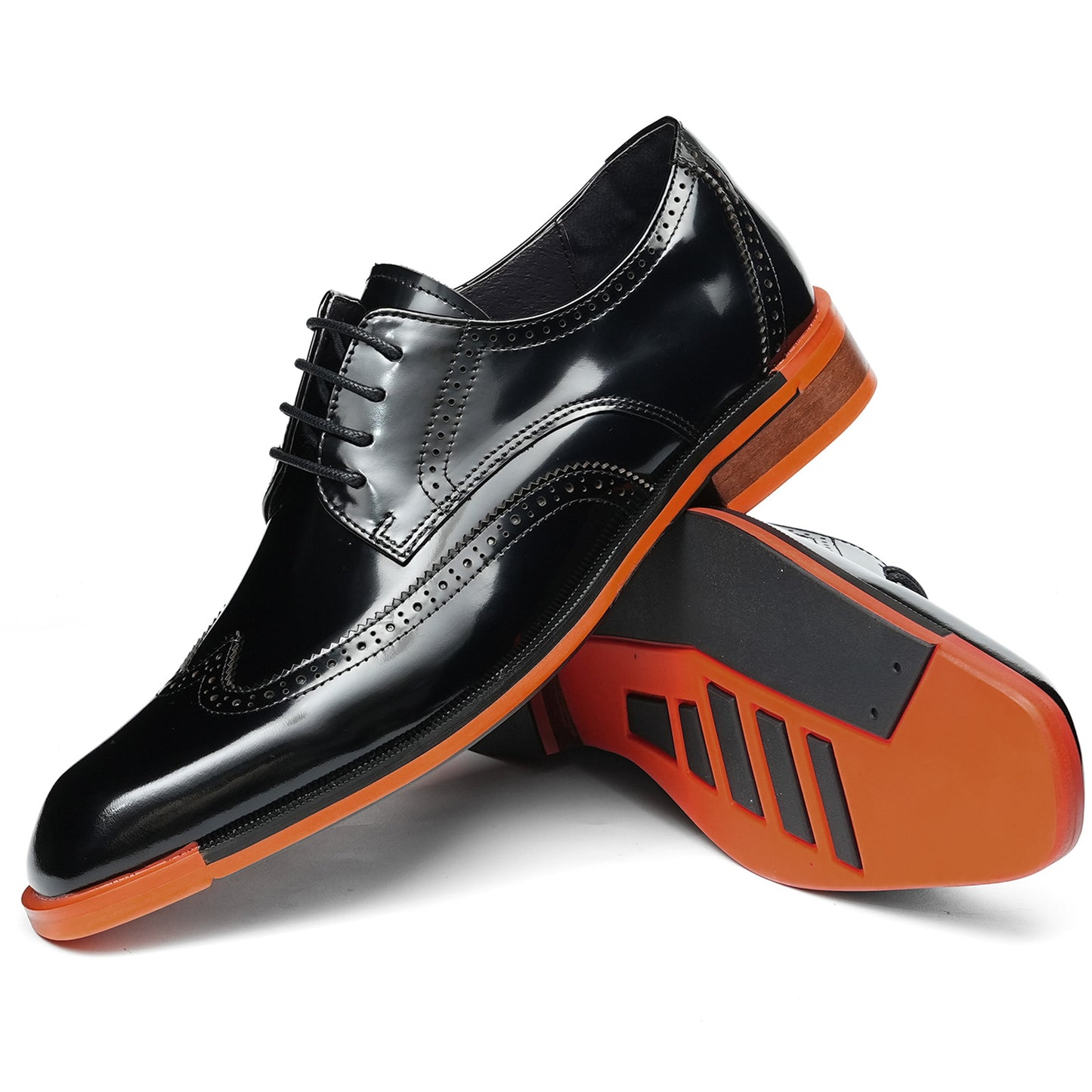 Men's Wingtip Dress Shoes with Bold Sole & Intricate Perforations