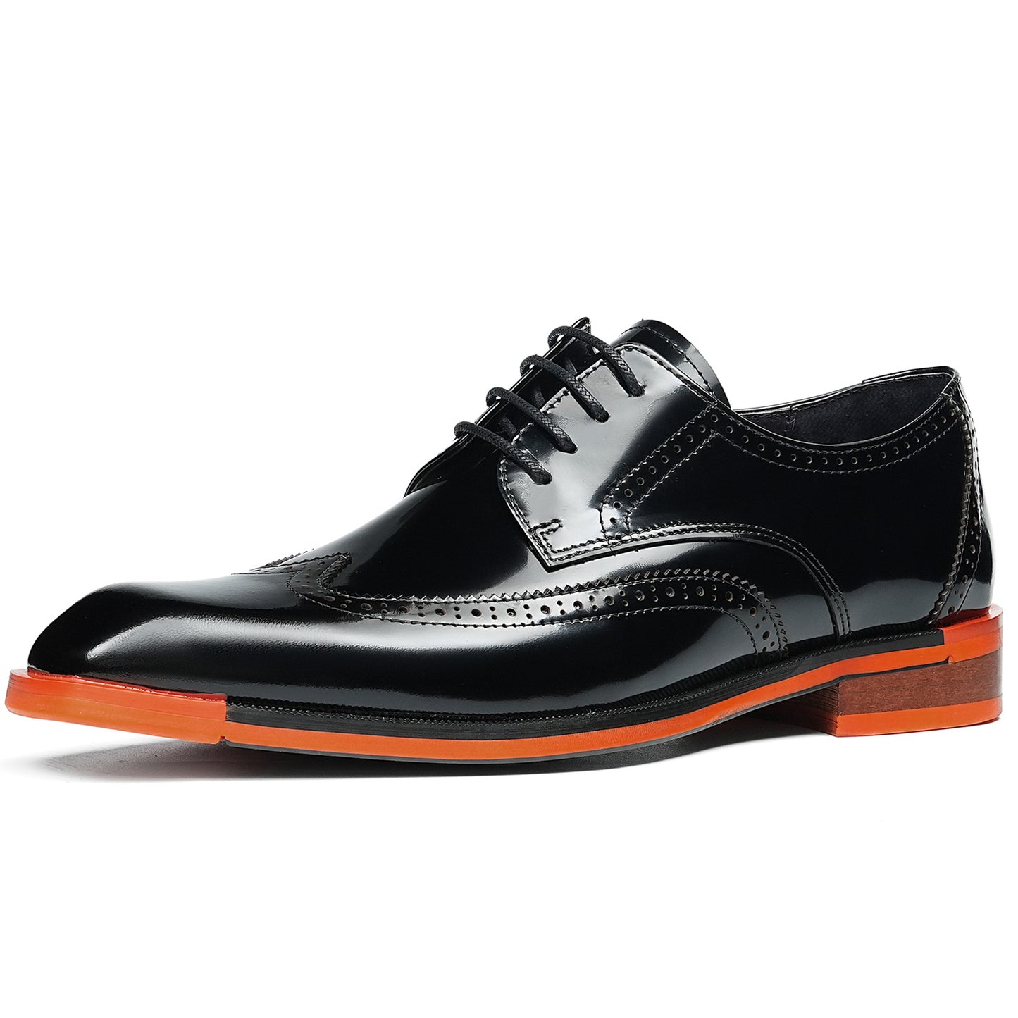 Men's Wingtip Dress Shoes with Bold Sole & Intricate Perforations