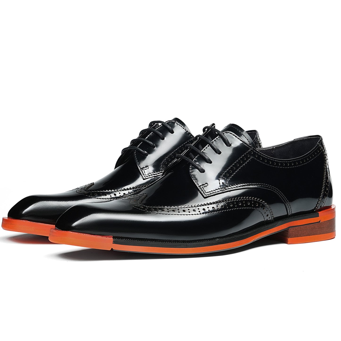 Men's Wingtip Dress Shoes with Bold Sole & Intricate Perforations
