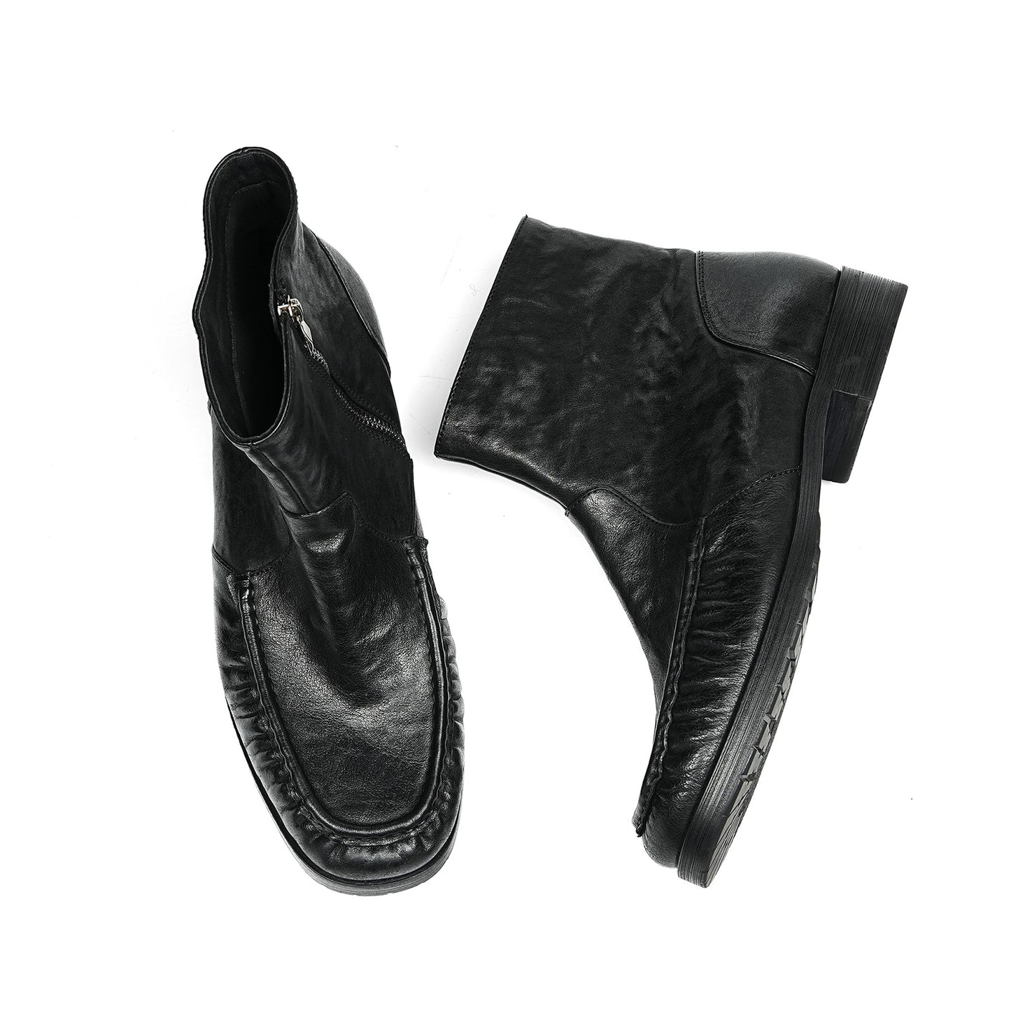 Men's Boots | Handcrafted Moc Toe Ankle Textured Uppers & Side Zip