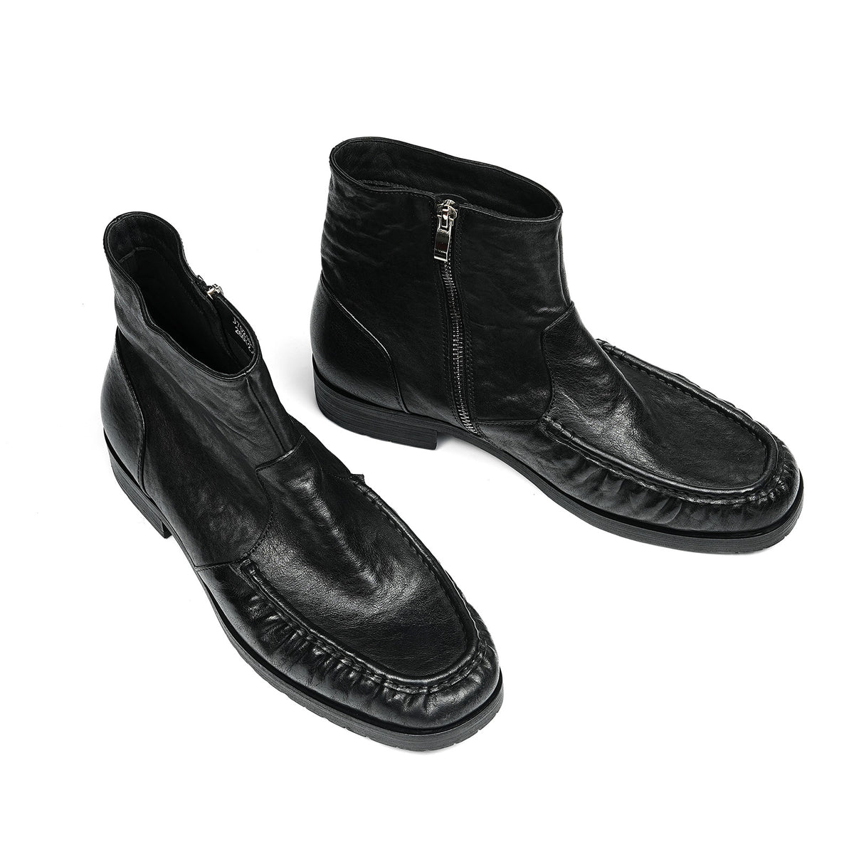 Men's Boots | Handcrafted Moc Toe Ankle Textured Uppers & Side Zip