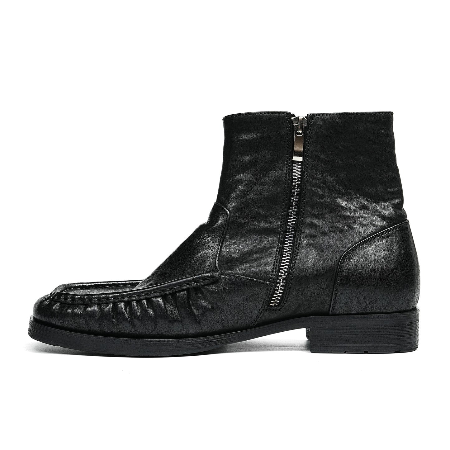 Men's Boots | Handcrafted Moc Toe Ankle Textured Uppers & Side Zip