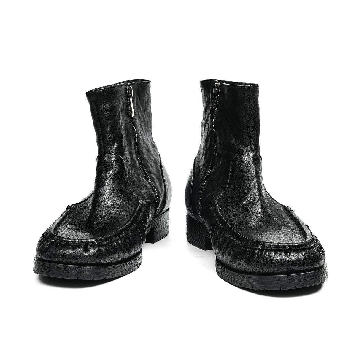 Men's Boots | Handcrafted Moc Toe Ankle Textured Uppers & Side Zip