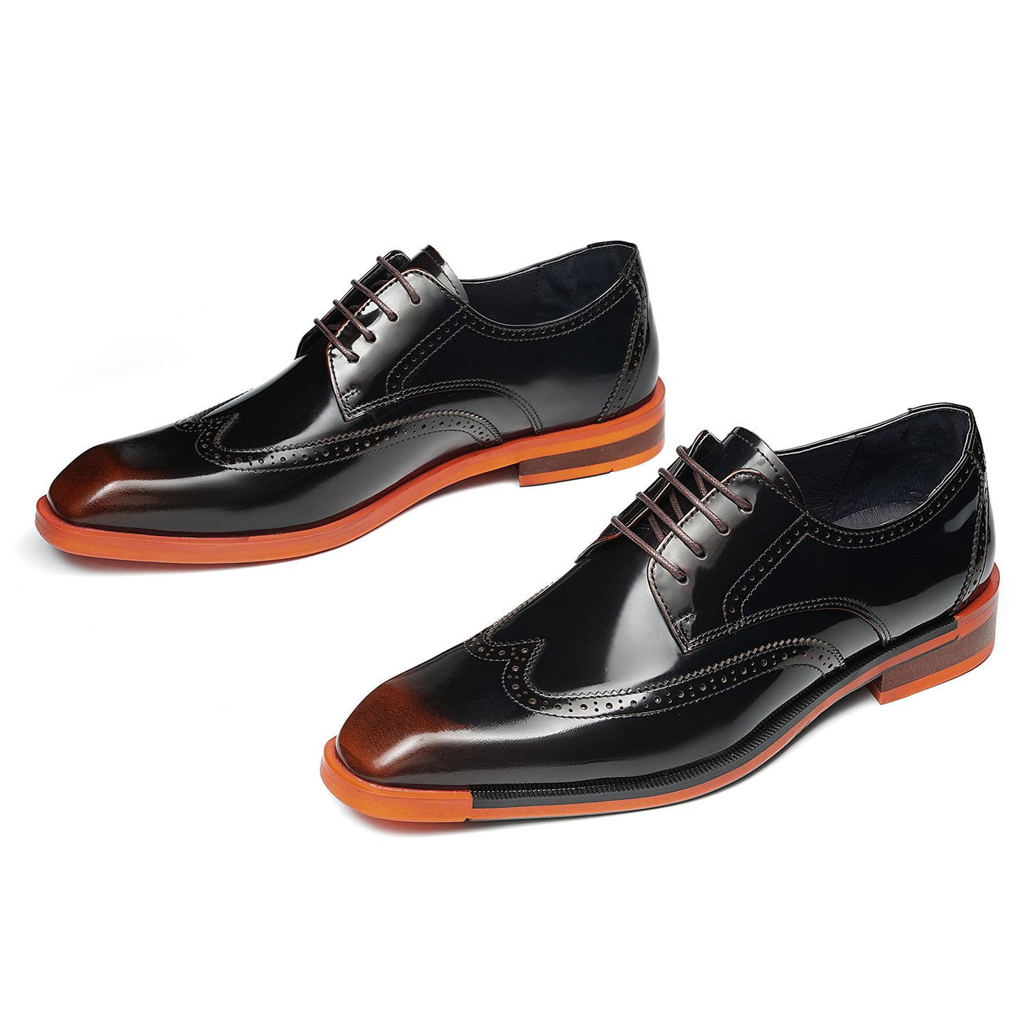 Men's Wingtip Dress Shoes with Bold Sole & Intricate Perforations