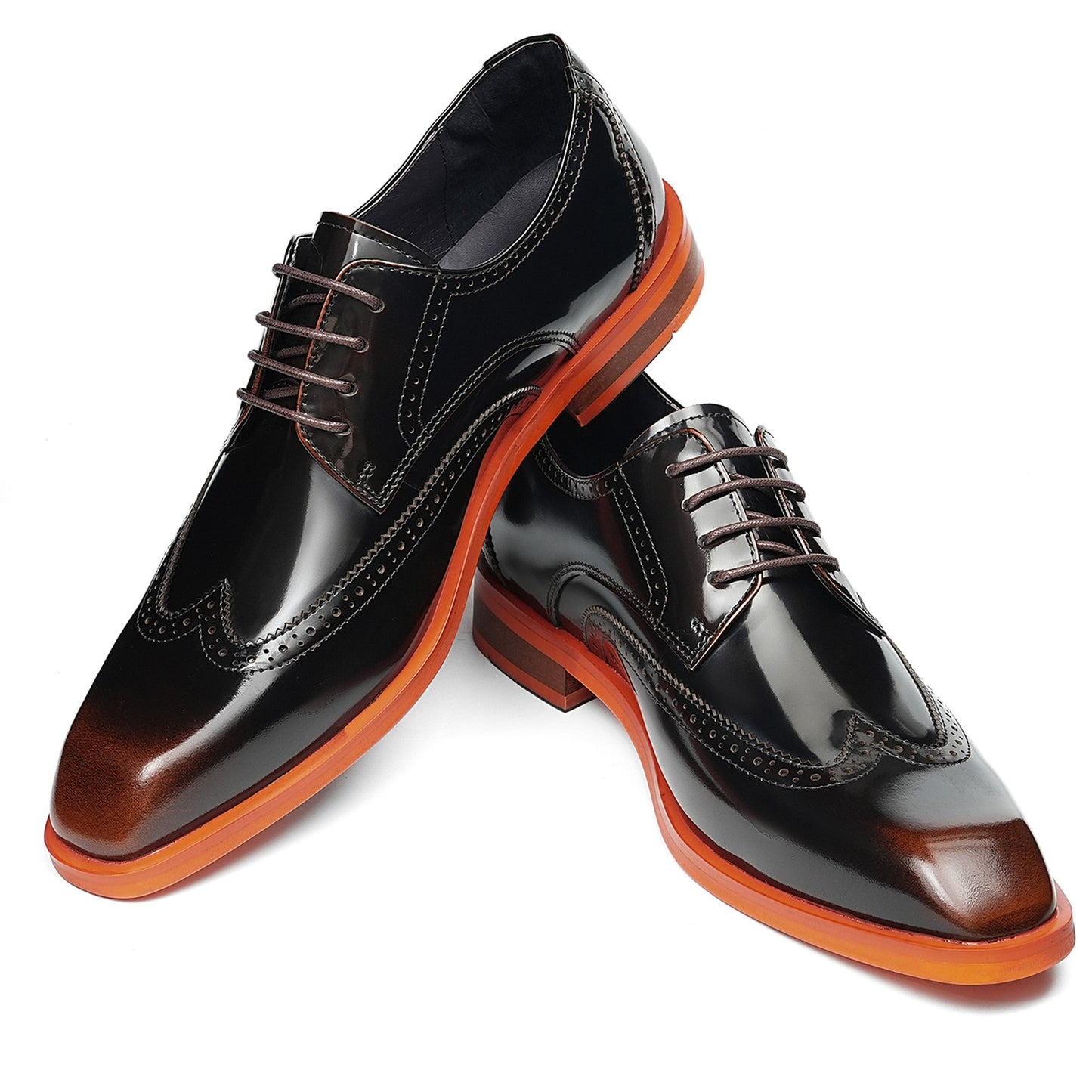 Men's Wingtip Dress Shoes with Bold Sole & Intricate Perforations