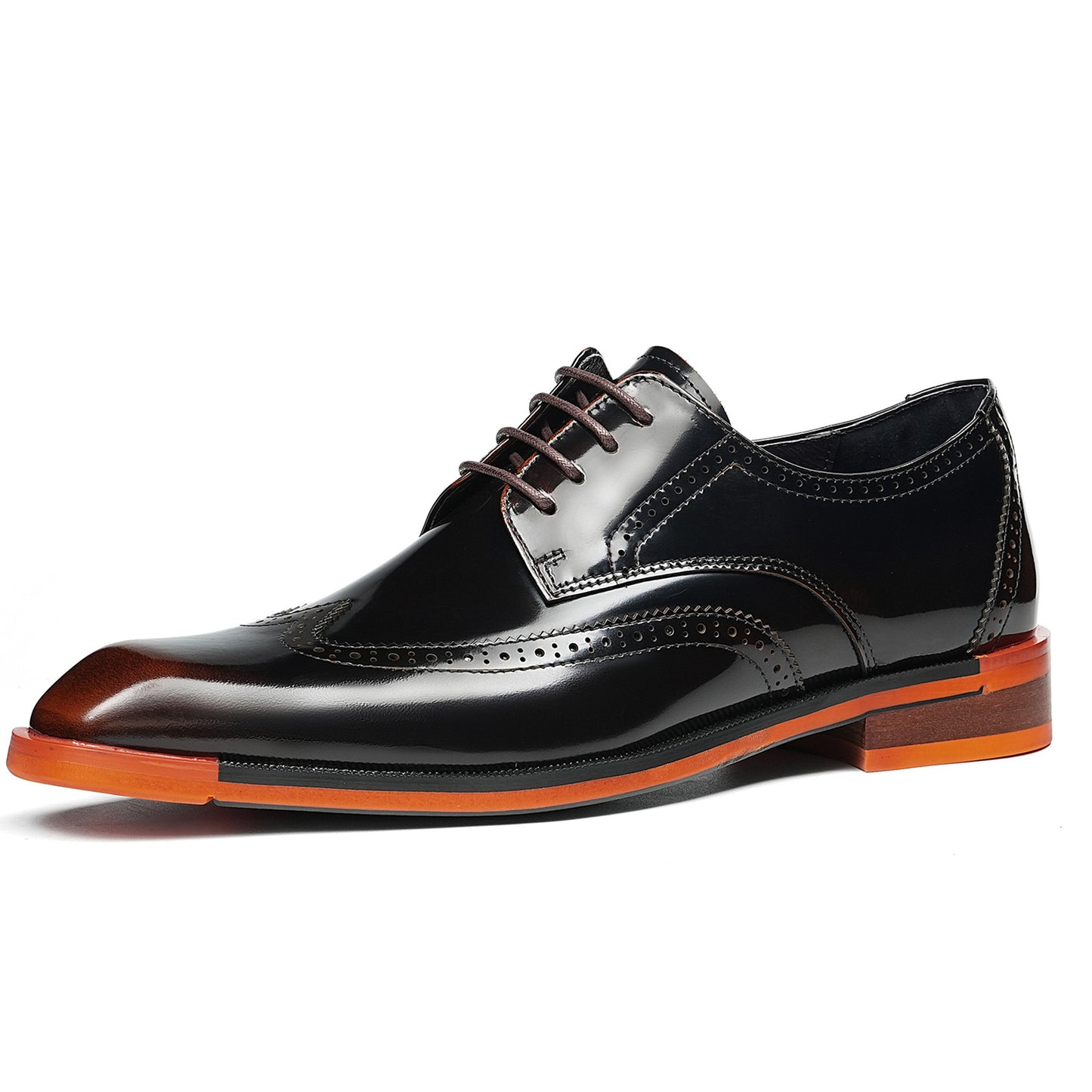 Men's Wingtip Dress Shoes with Bold Sole & Intricate Perforations
