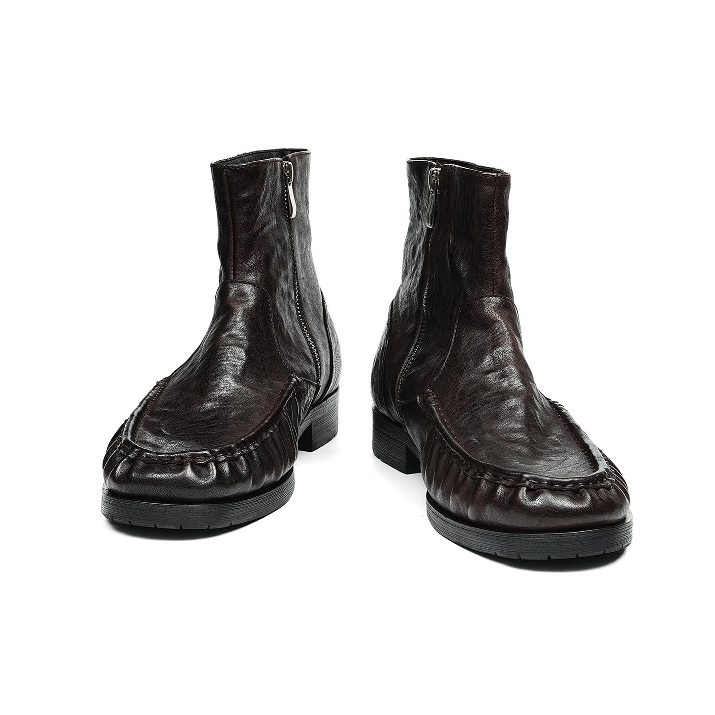 Men's Boots | Handcrafted Moc Toe Ankle Textured Uppers & Side Zip