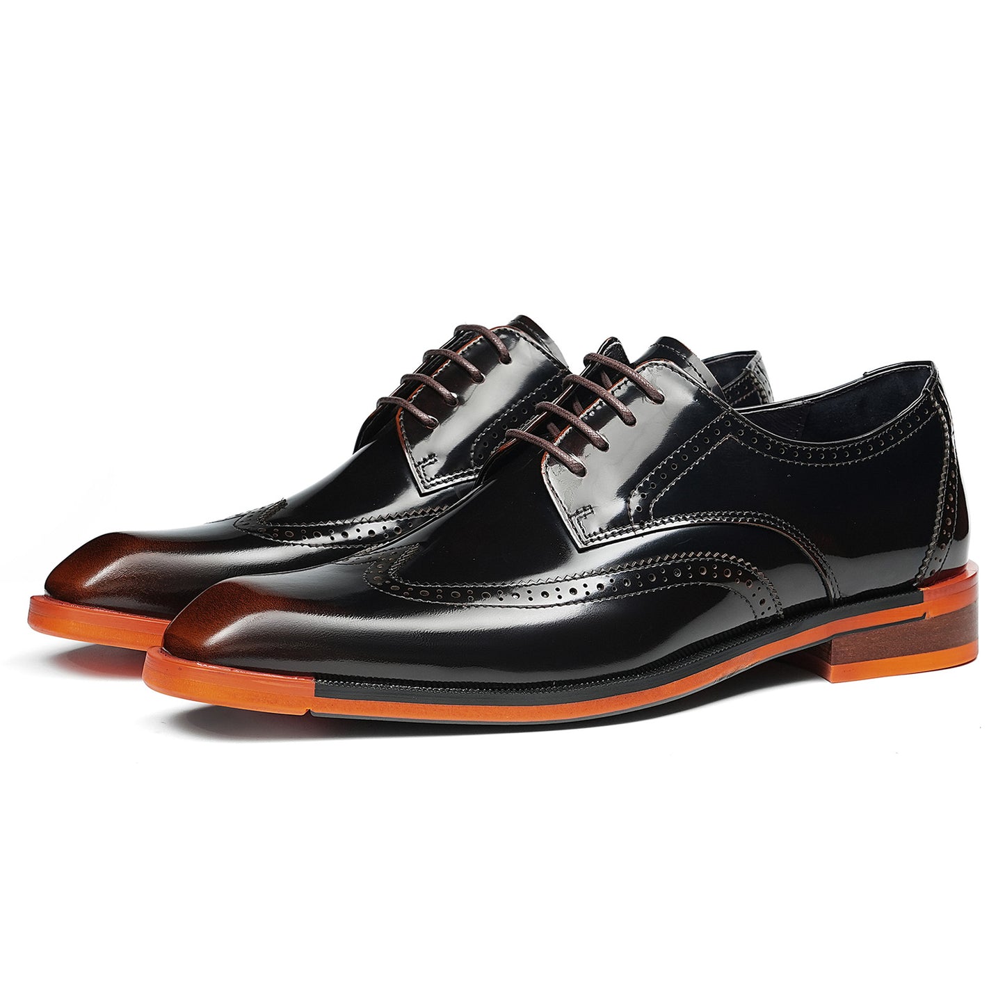 Men's Wingtip Dress Shoes with Bold Sole & Intricate Perforations