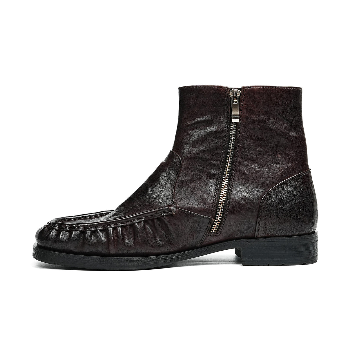 Men's Boots | Handcrafted Moc Toe Ankle Textured Uppers & Side Zip