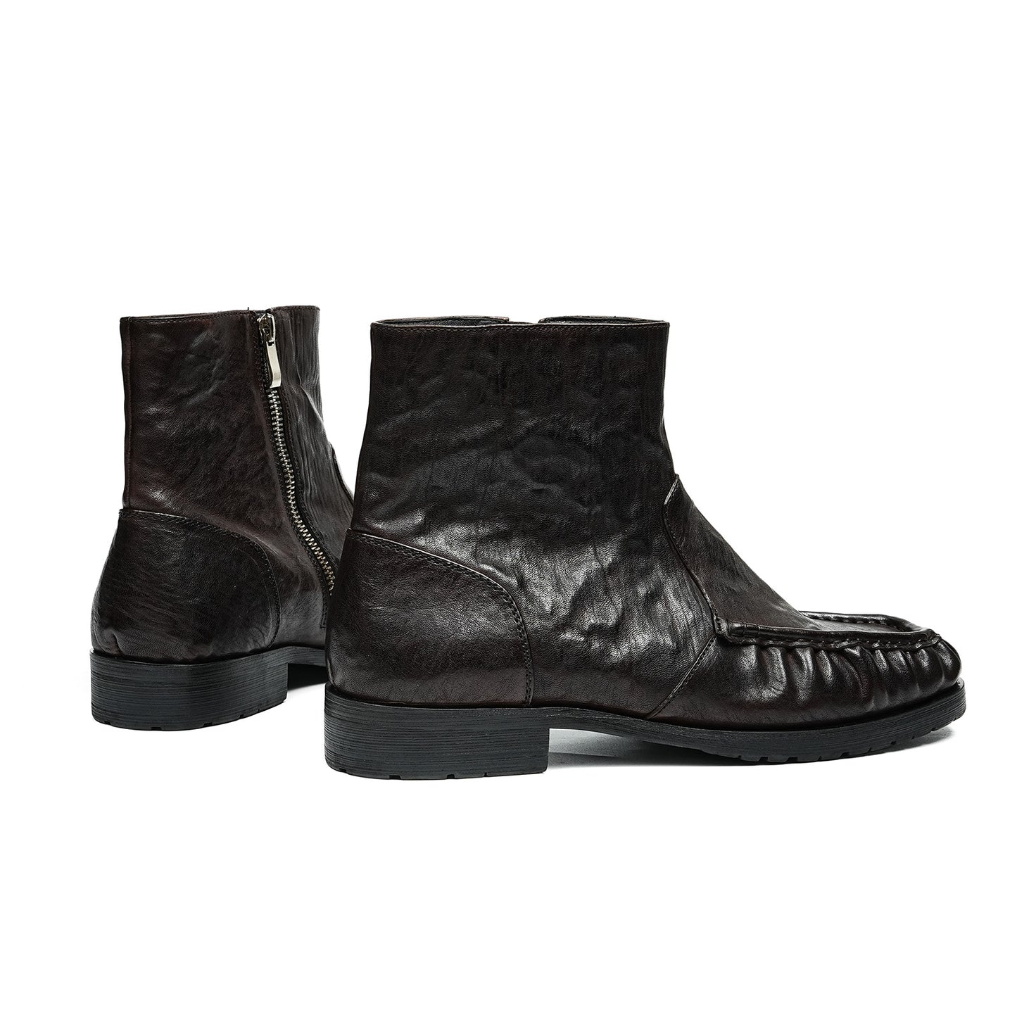 Men's Boots | Handcrafted Moc Toe Ankle Textured Uppers & Side Zip