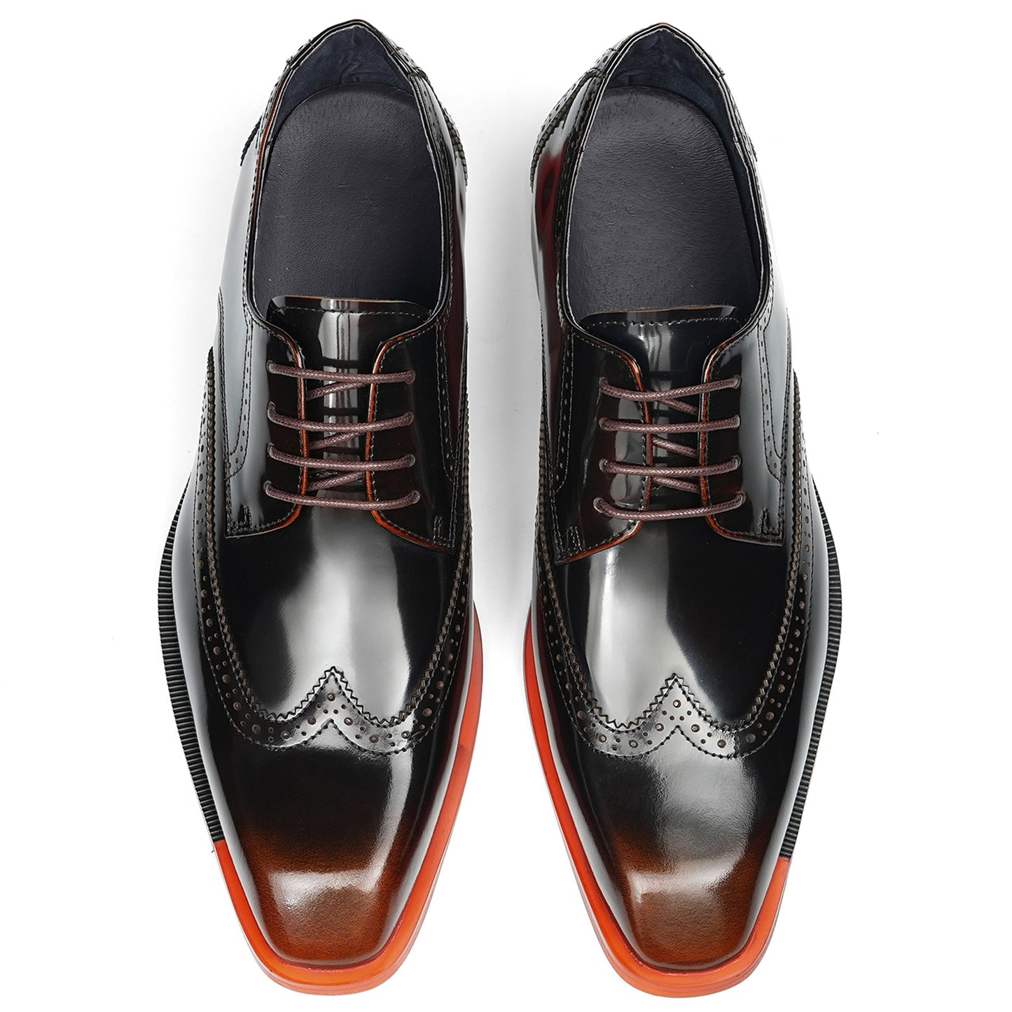 Men's Wingtip Dress Shoes with Bold Sole & Intricate Perforations