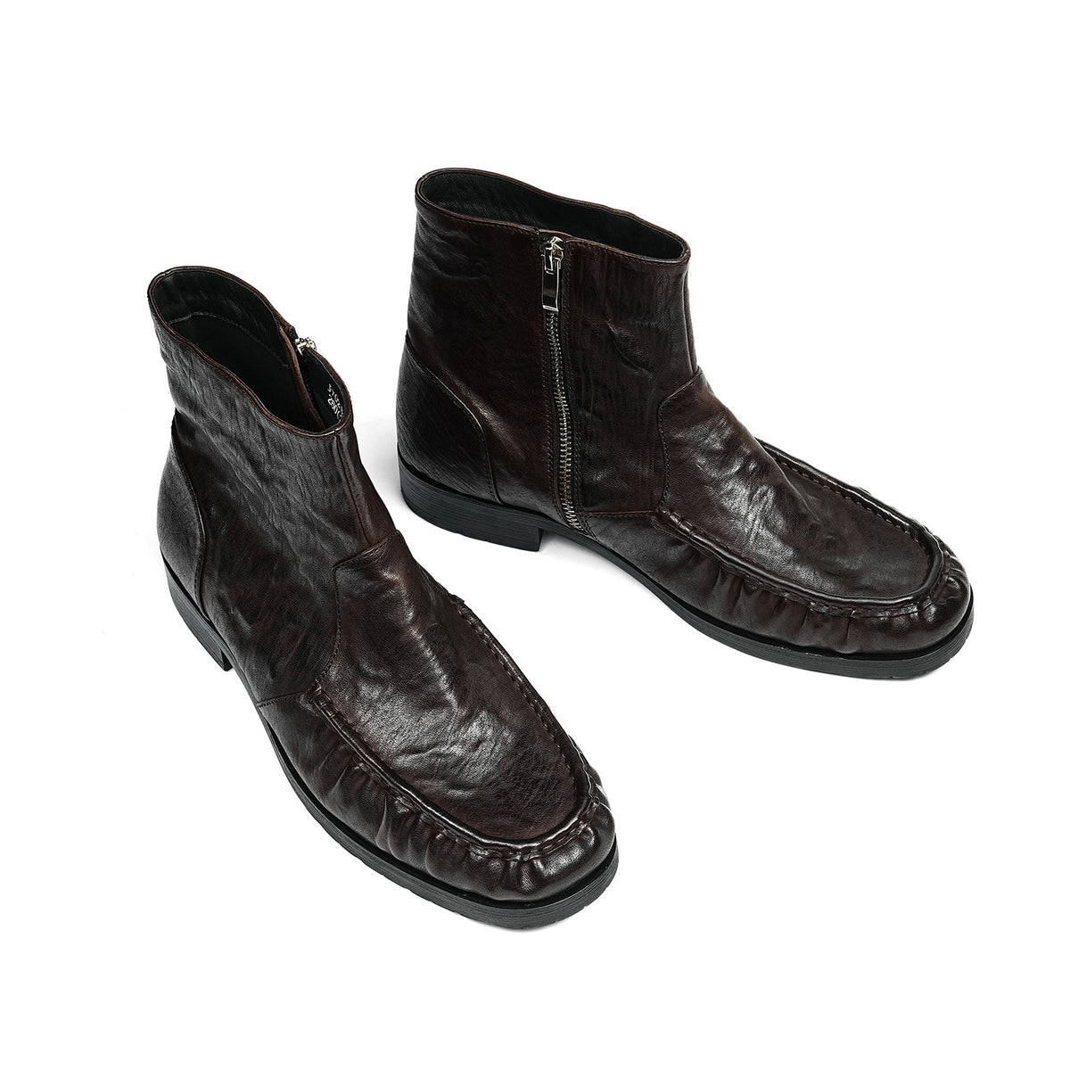 Men's Boots | Handcrafted Moc Toe Ankle Textured Uppers & Side Zip