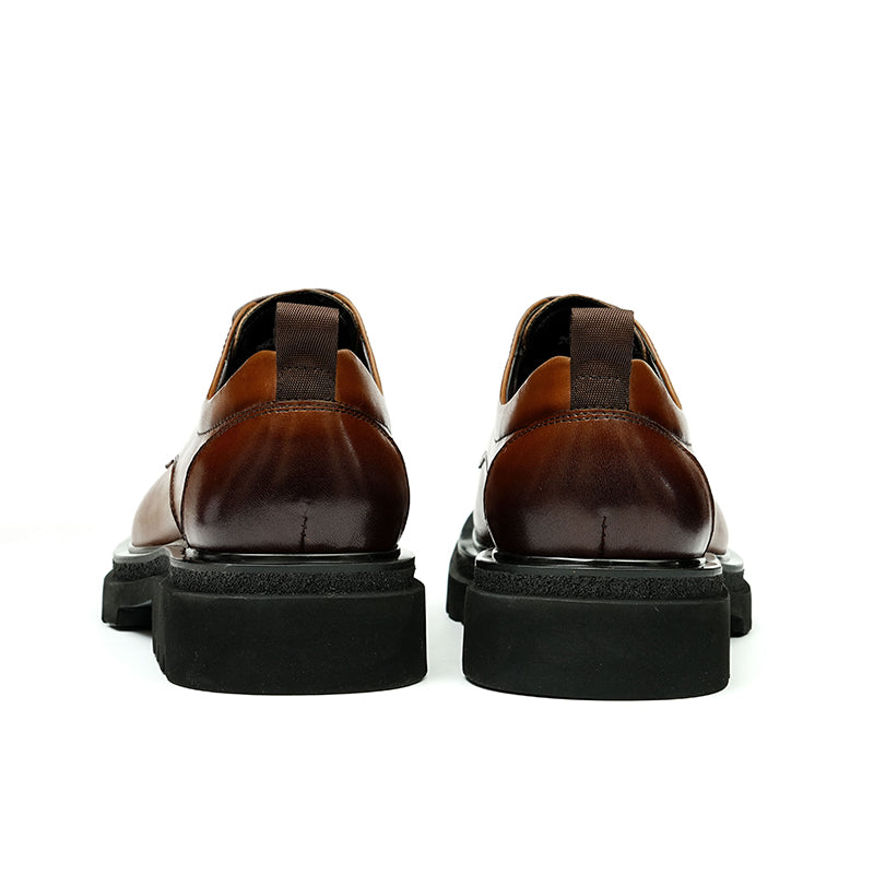 Calf Leather Derby Shoes for Men Glossy Square Toe
