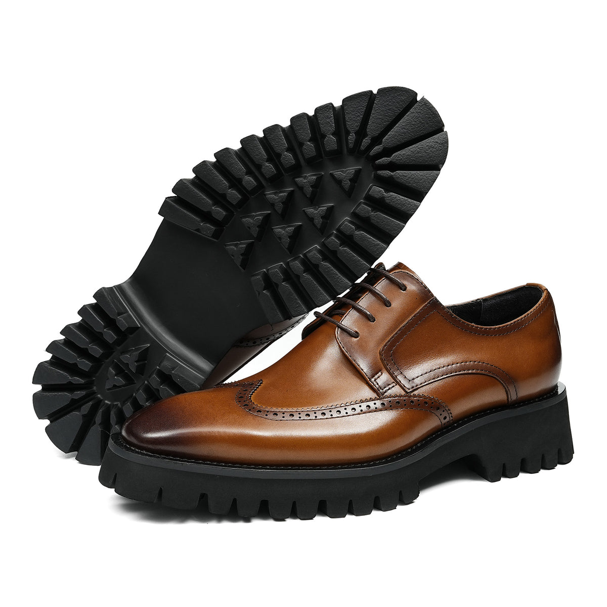 Men's Wingtip Brogue Derby Shoes| with Chunky Lug Sole