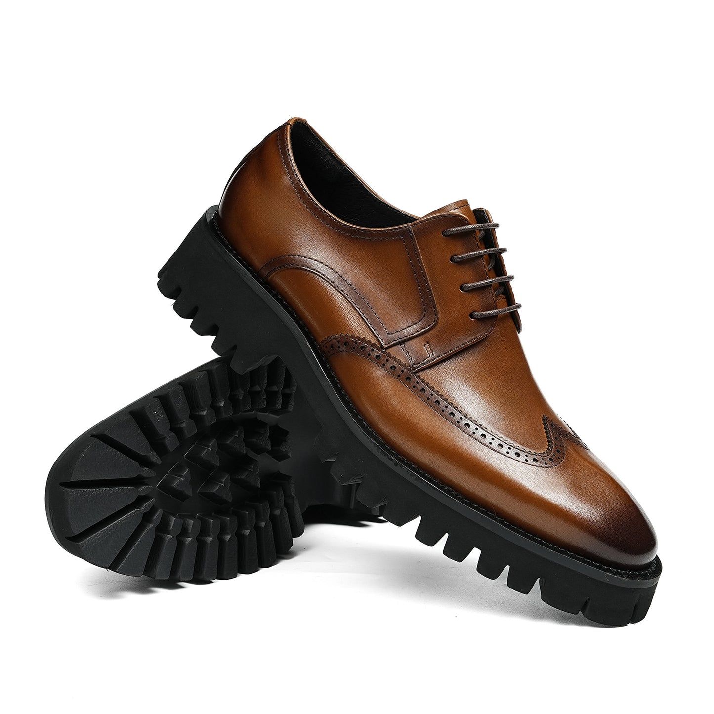 Men's Wingtip Brogue Derby Shoes| with Chunky Lug Sole