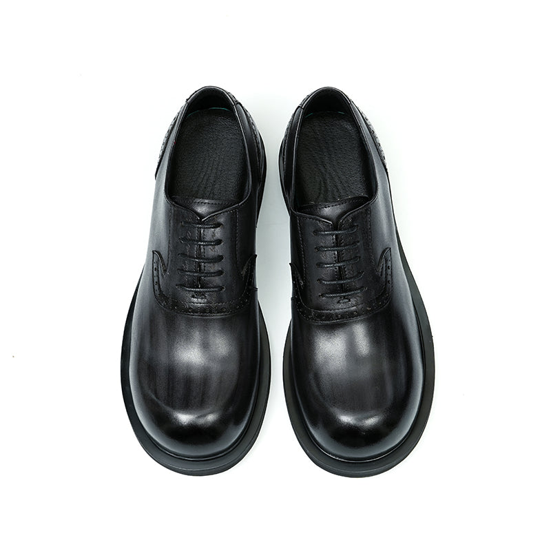 Calf Leather Oxford Shoes for Men Large Toe