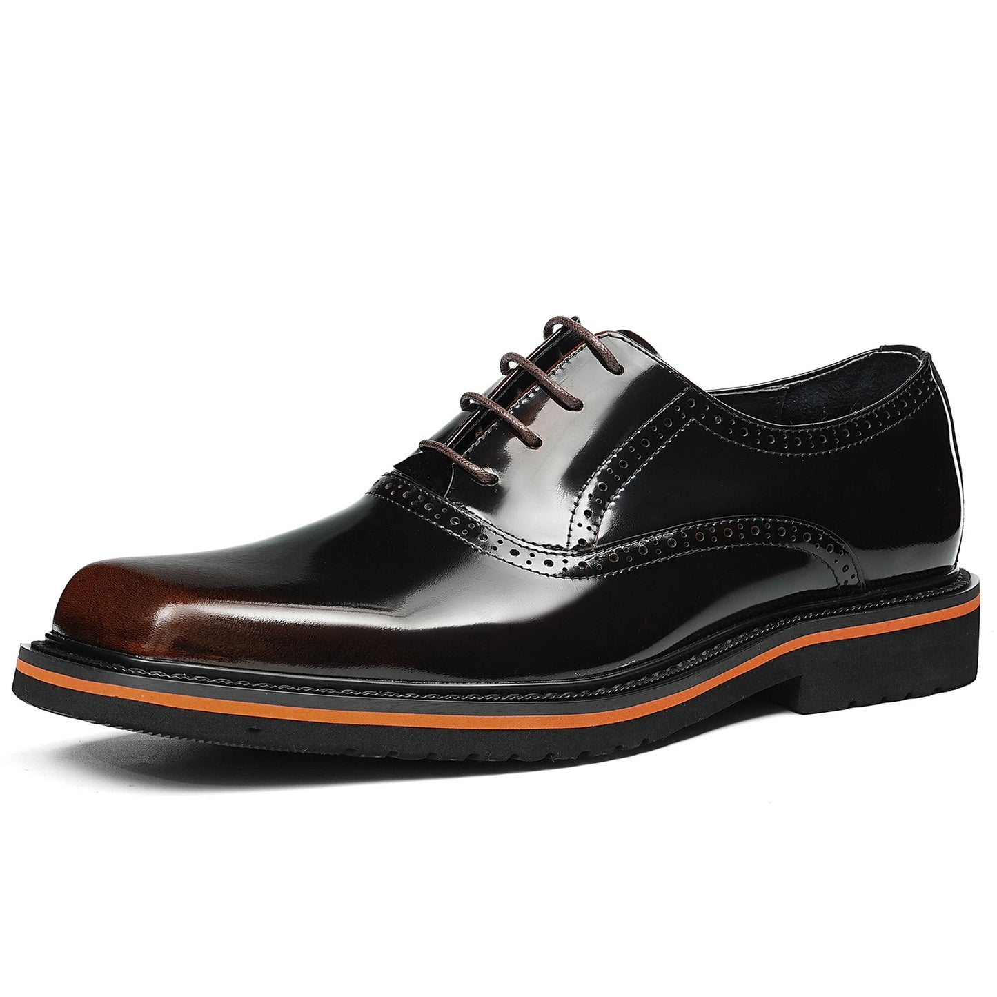 Men's Lace-Up Oxford Shoes with Contrast Sole Accent & Decorative Stitching
