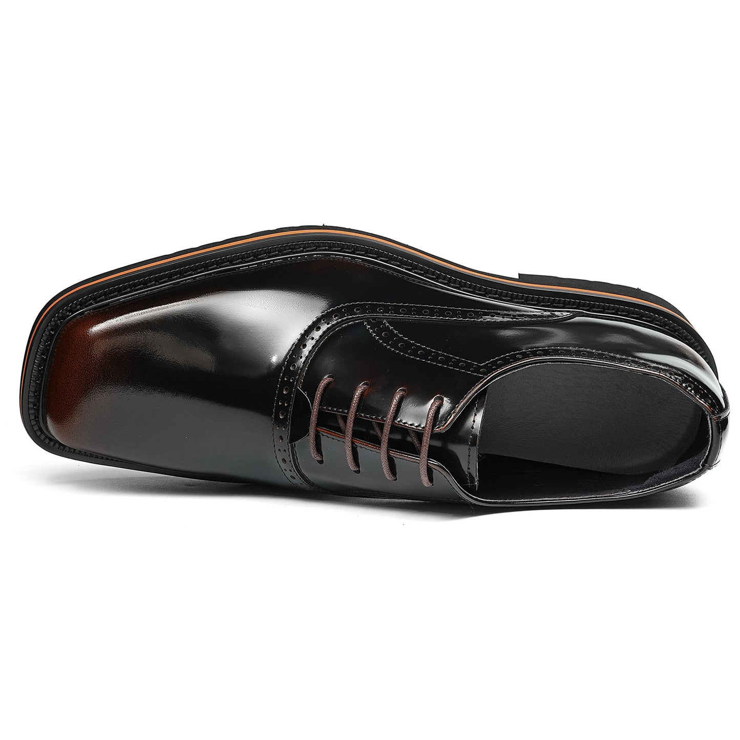 Men's Lace-Up Oxford Shoes with Contrast Sole Accent & Decorative Stitching