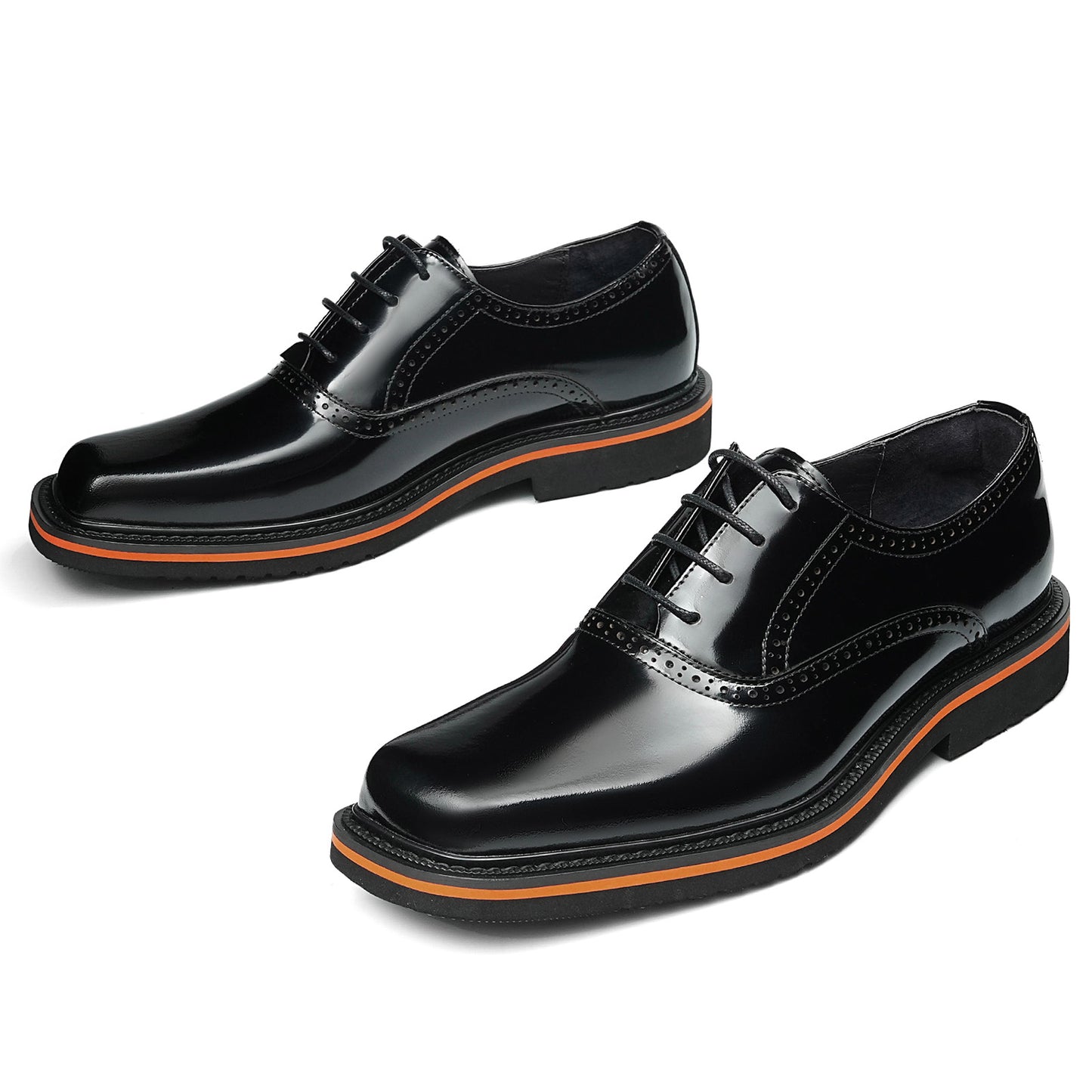 Men's Lace-Up Oxford Shoes with Contrast Sole Accent & Decorative Stitching