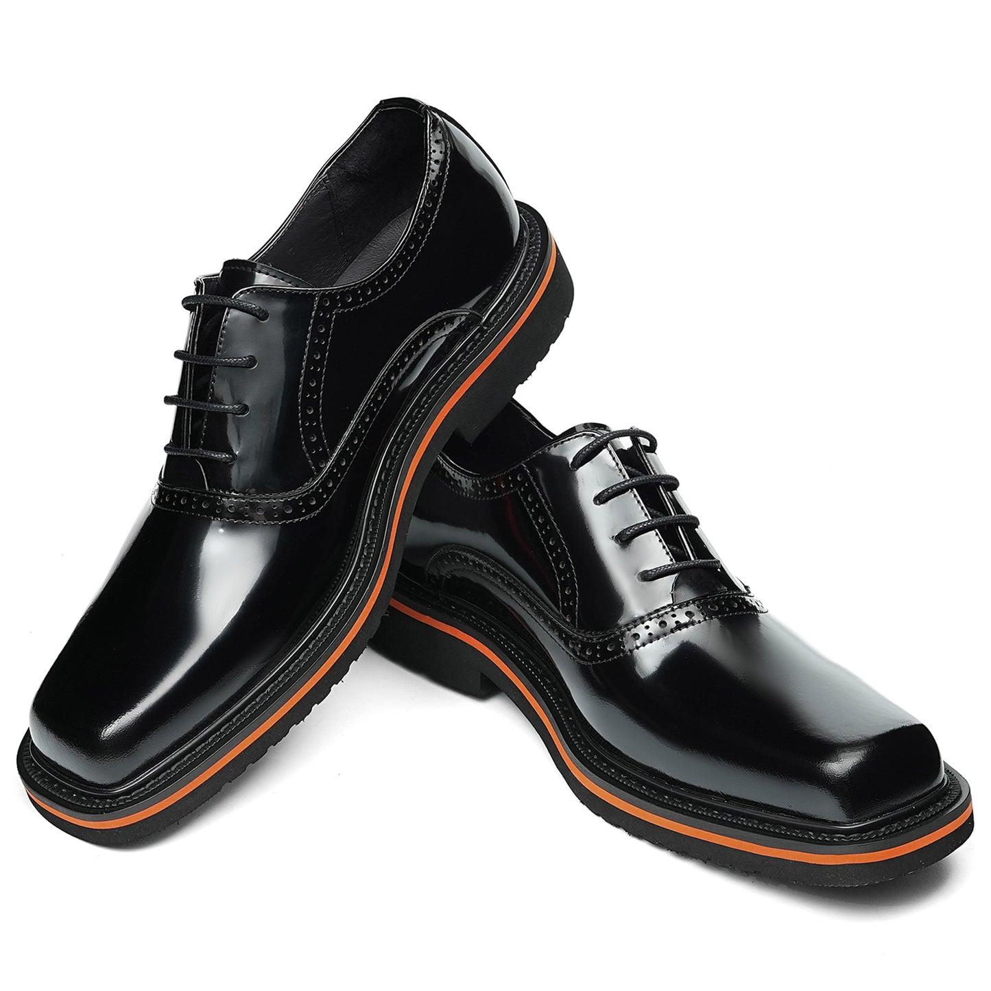 Men's Lace-Up Oxford Shoes with Contrast Sole Accent & Decorative Stitching