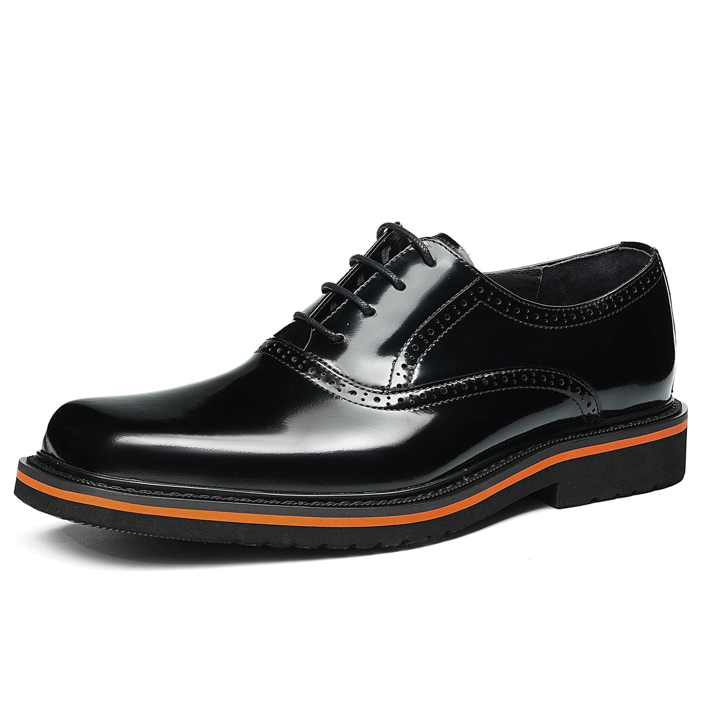 Men's Lace-Up Oxford Shoes with Contrast Sole Accent & Decorative Stitching