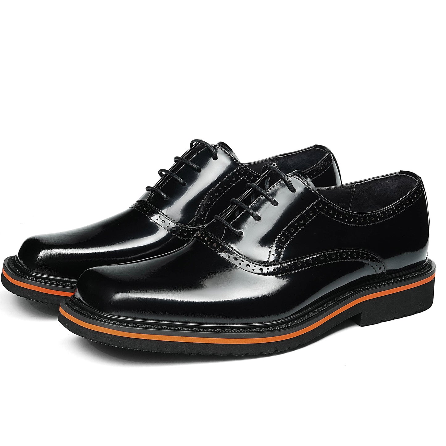 Men's Lace-Up Oxford Shoes with Contrast Sole Accent & Decorative Stitching