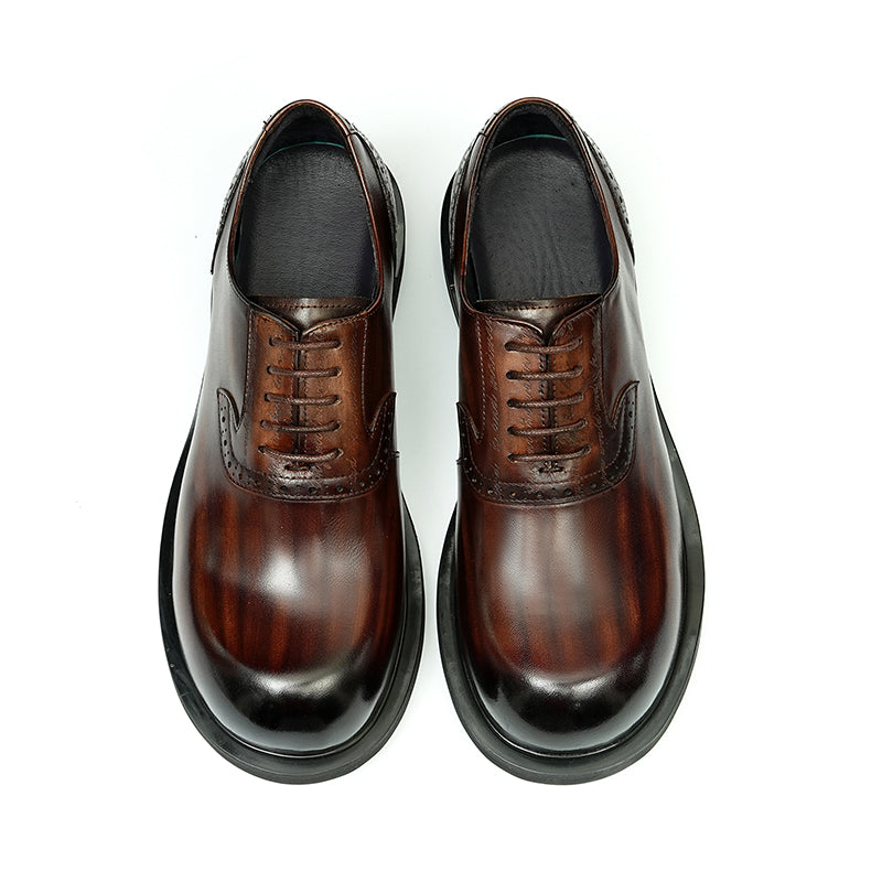Calf Leather Oxford Shoes for Men Large Toe