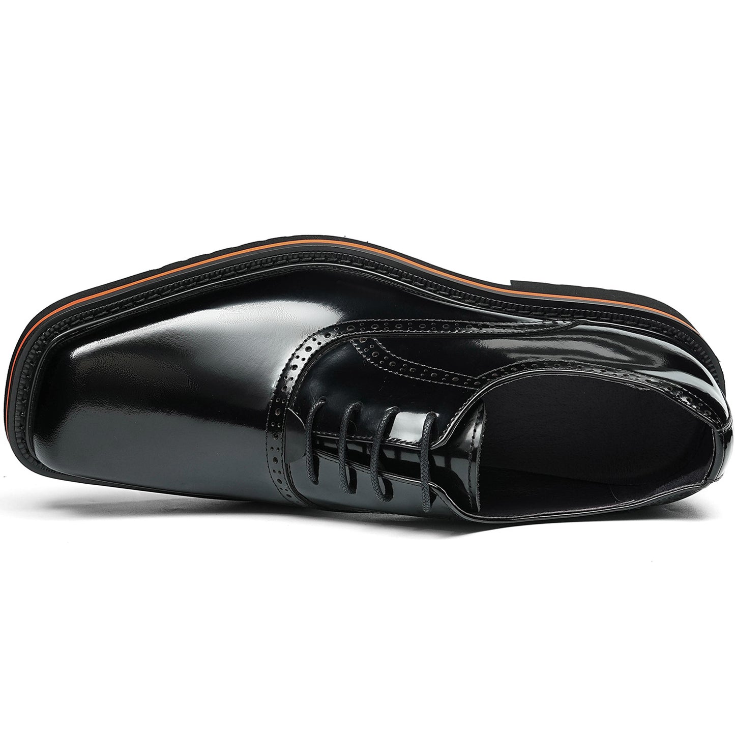 Men's Lace-Up Oxford Shoes with Contrast Sole Accent & Decorative Stitching