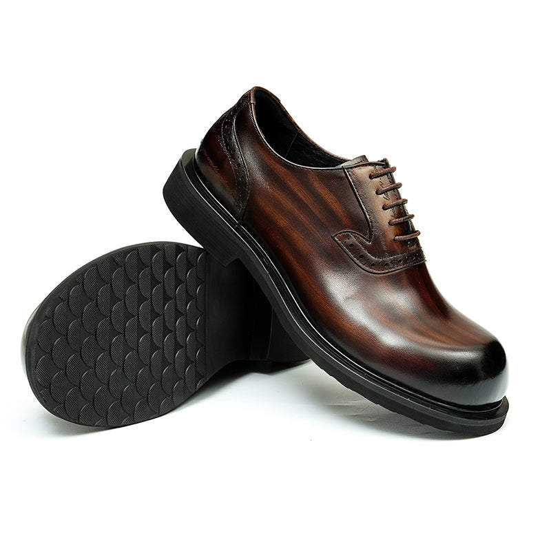 Calf Leather Oxford Shoes for Men Large Toe
