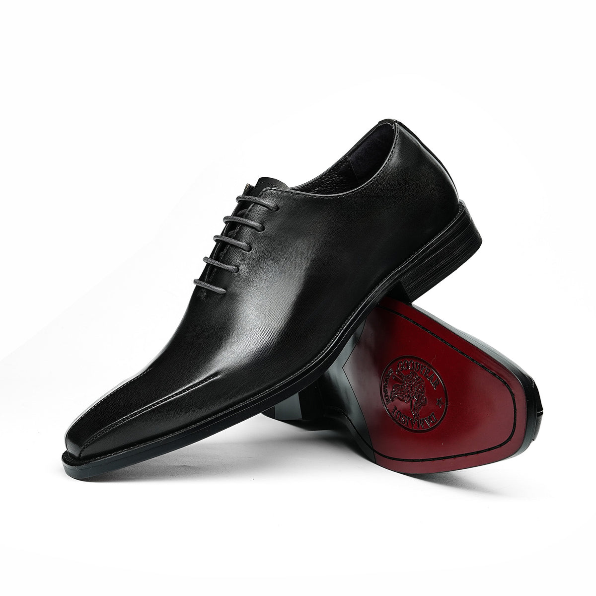 Men's Cap Toe Sleek Square Toe Oxford Shoes | with Glossy Finish & Low Heel