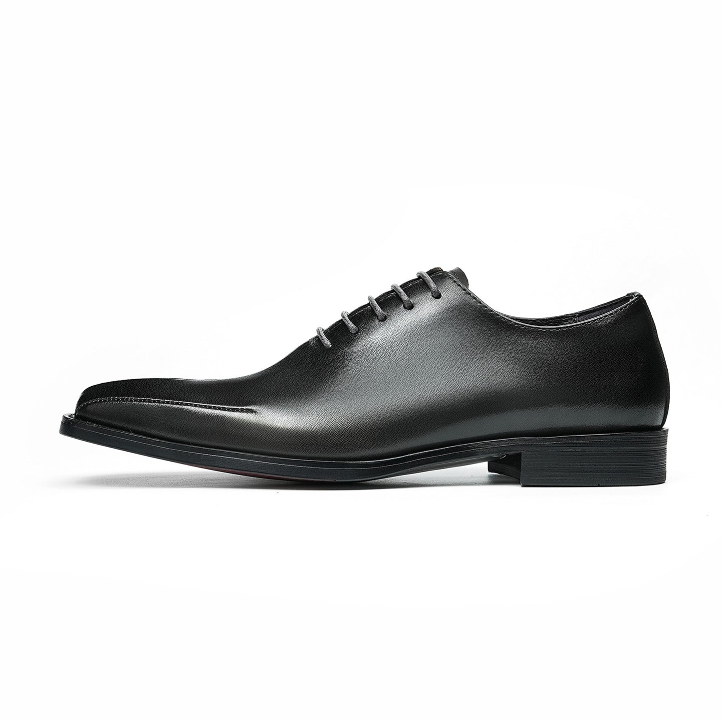 Men's Cap Toe Sleek Square Toe Oxford Shoes | with Glossy Finish & Low Heel