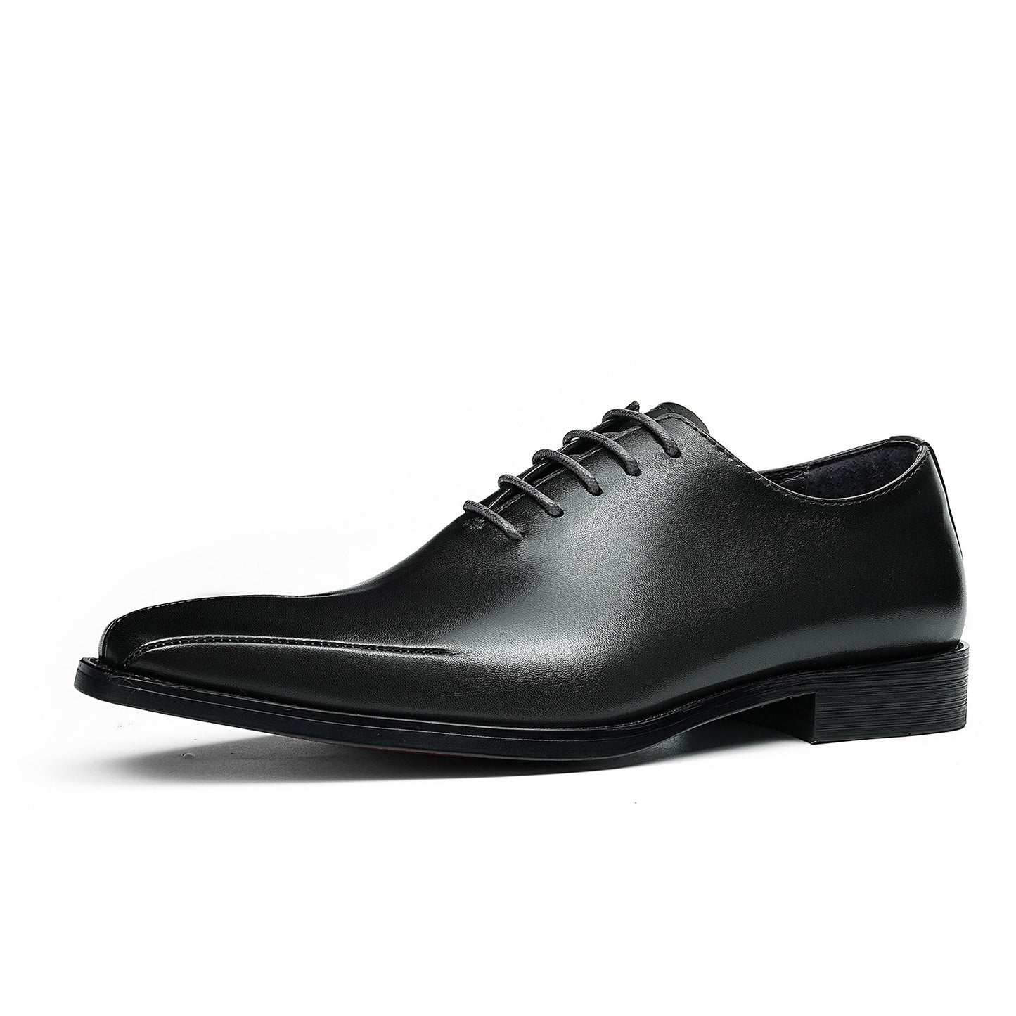 Men's Cap Toe Sleek Square Toe Oxford Shoes | with Glossy Finish & Low Heel