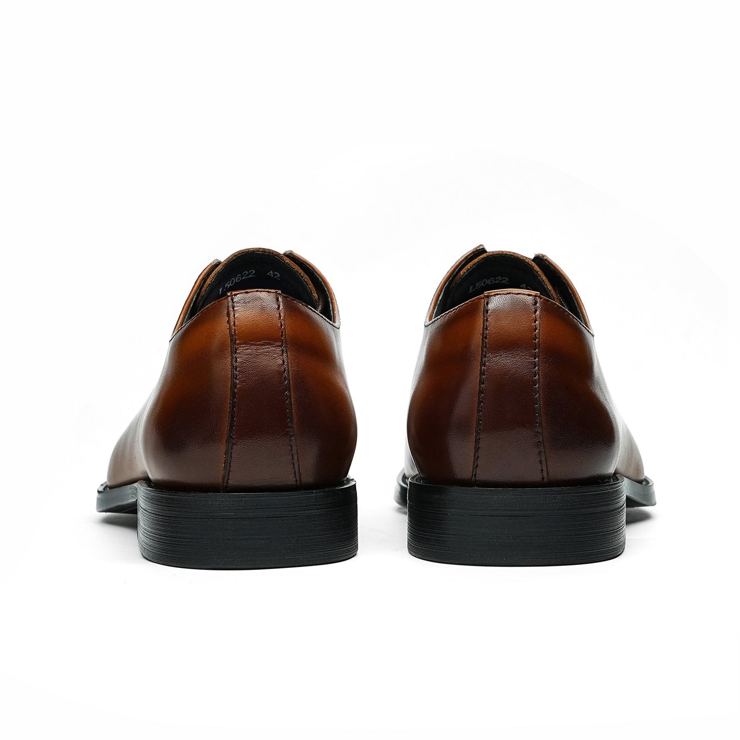 Men's Cap Toe Sleek Square Toe Oxford Shoes | with Glossy Finish & Low Heel