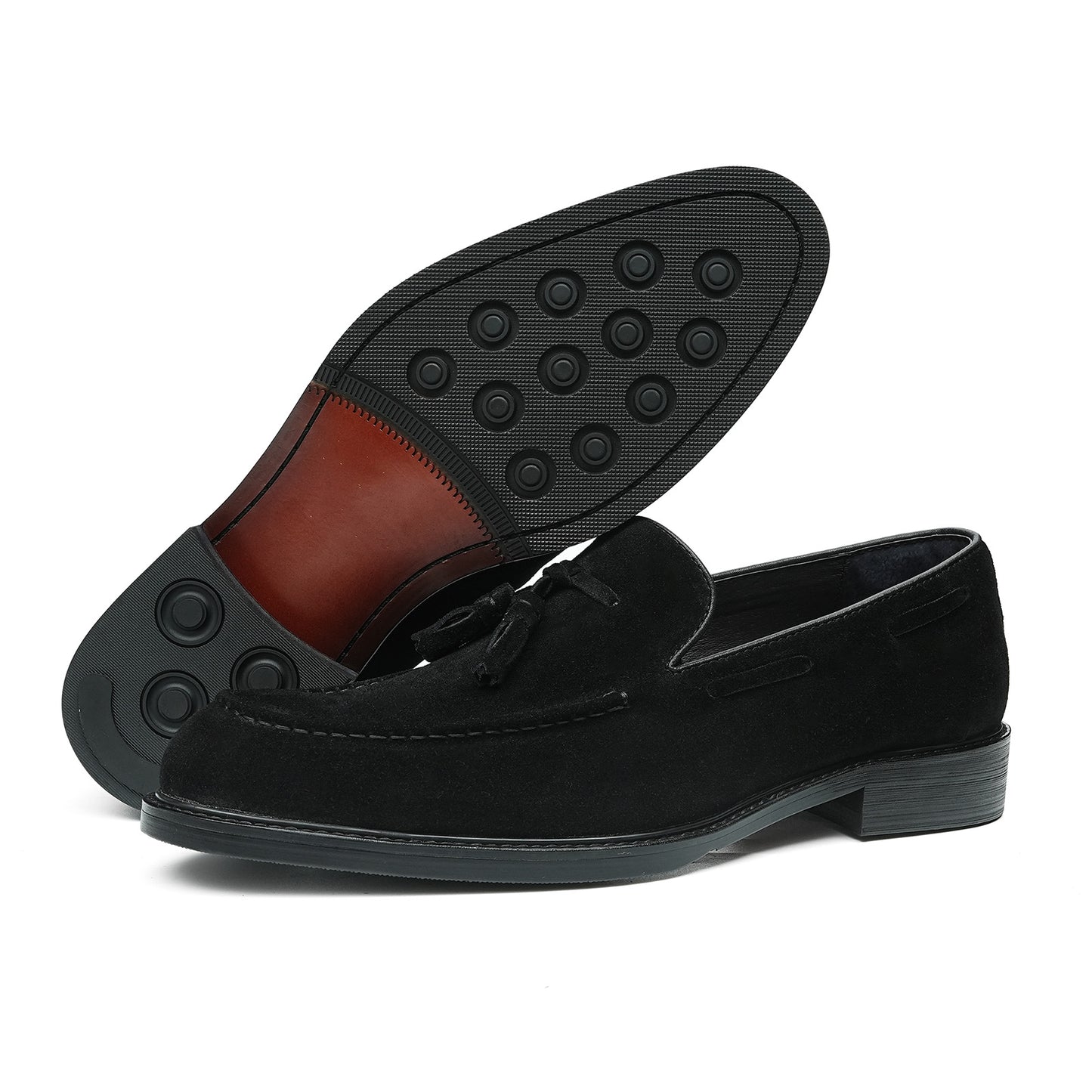 Men's Tassel Loafers| with Rubber Sole & Moc-Toe Styling