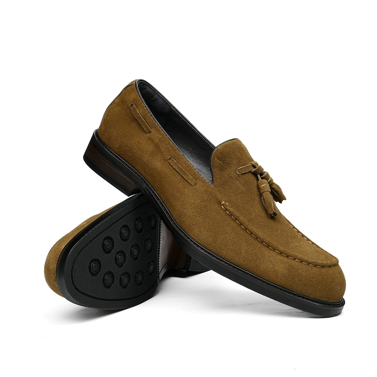 Men's Tassel Loafers| with Rubber Sole & Moc-Toe Styling