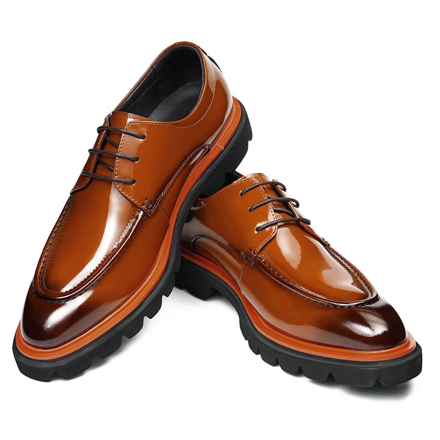Men's Structured Derby Shoes with Open Lacing & Architectural Sole