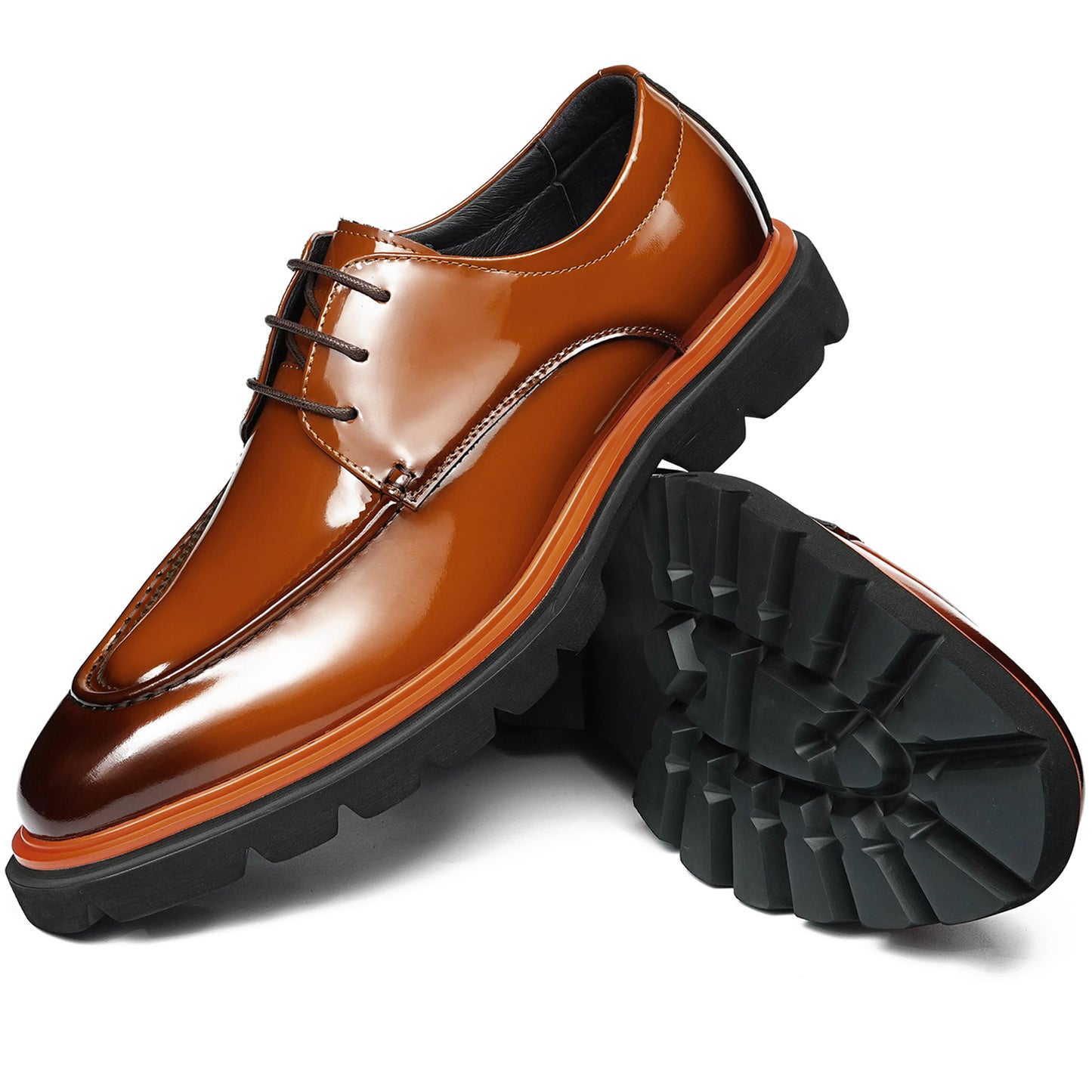 Men's Structured Derby Shoes with Open Lacing & Architectural Sole