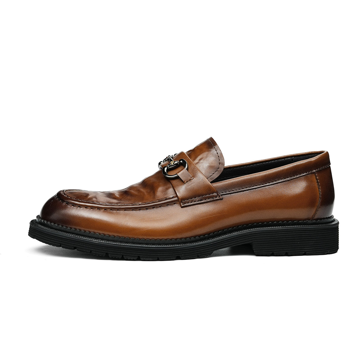 Men's Metal Bit Loafers| with Thick Sole & Moc-Toe Design
