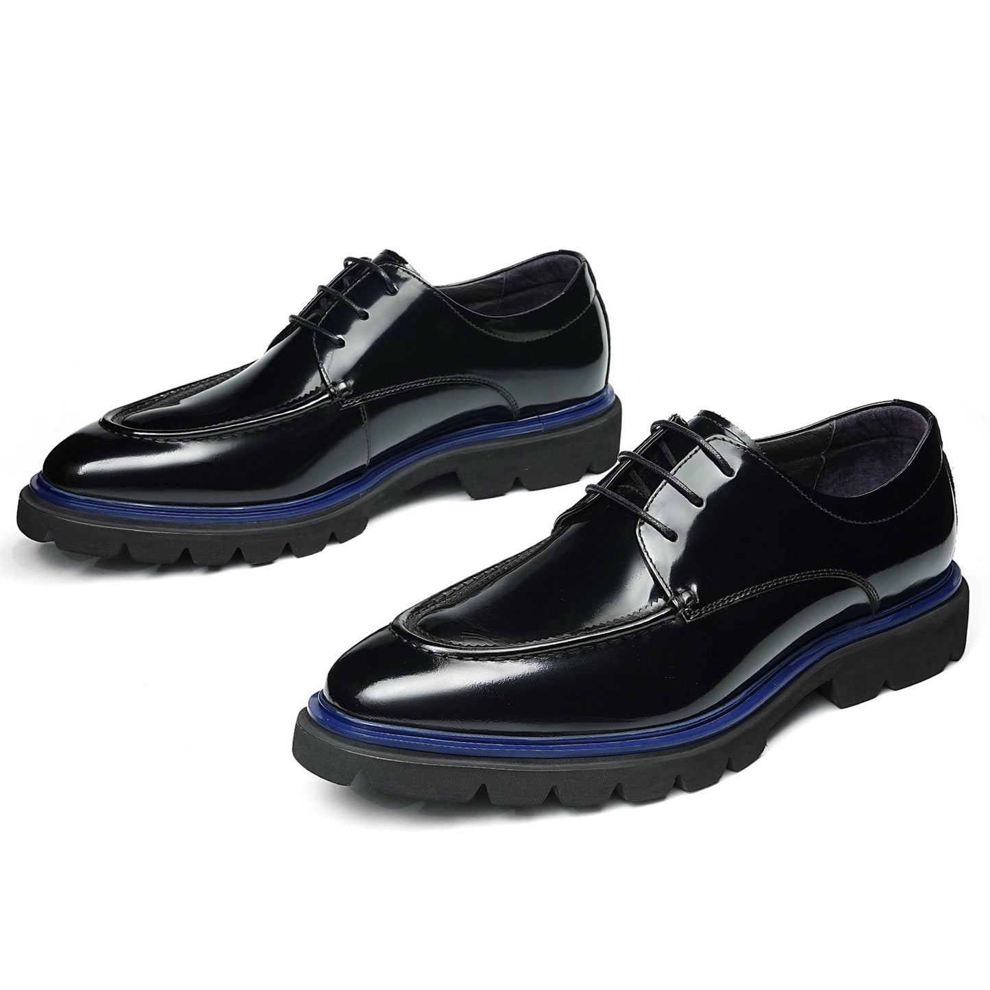 Men's Structured Derby Shoes with Open Lacing & Architectural Sole