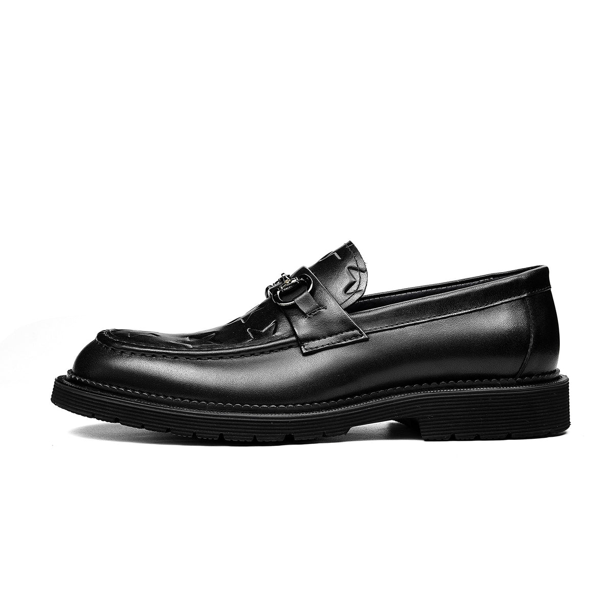 Men's Metal Bit Loafers| with Thick Sole & Moc-Toe Design