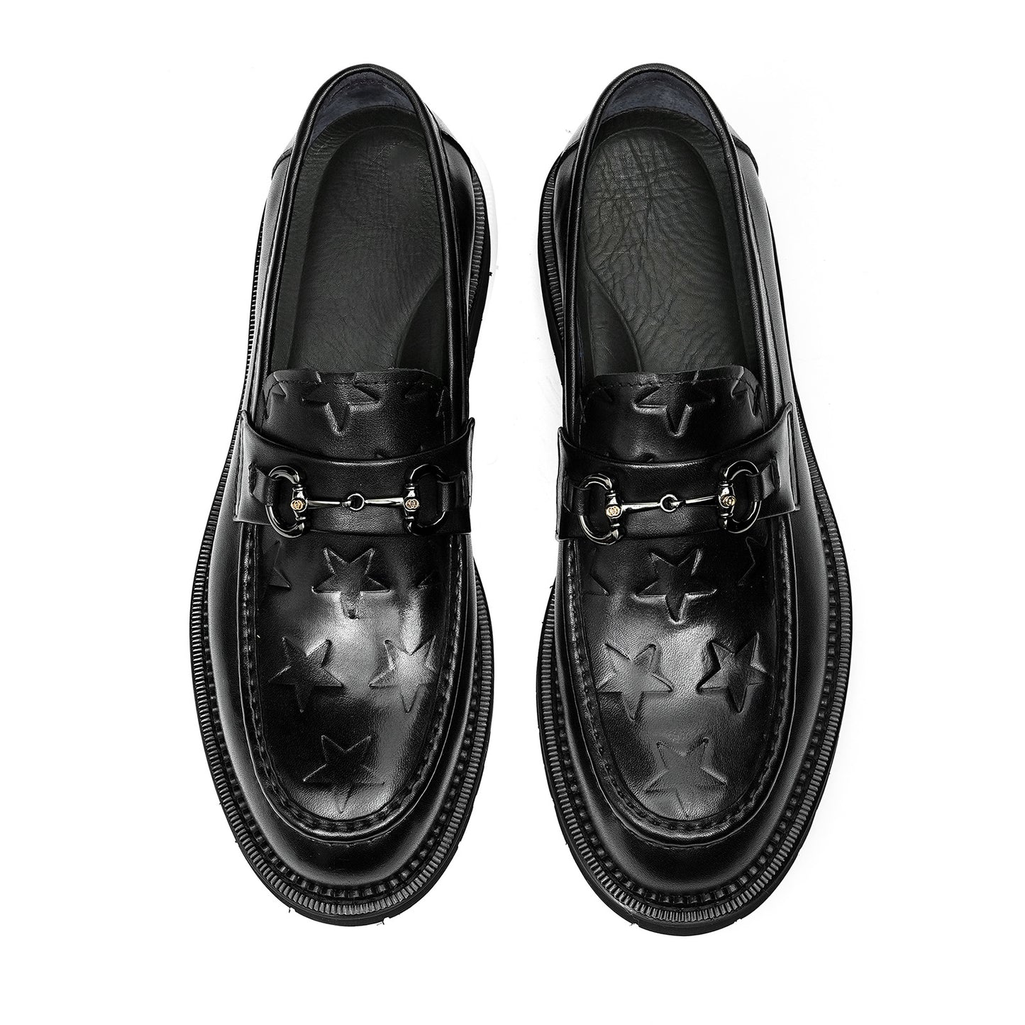 Men's Metal Bit Loafers| with Thick Sole & Moc-Toe Design