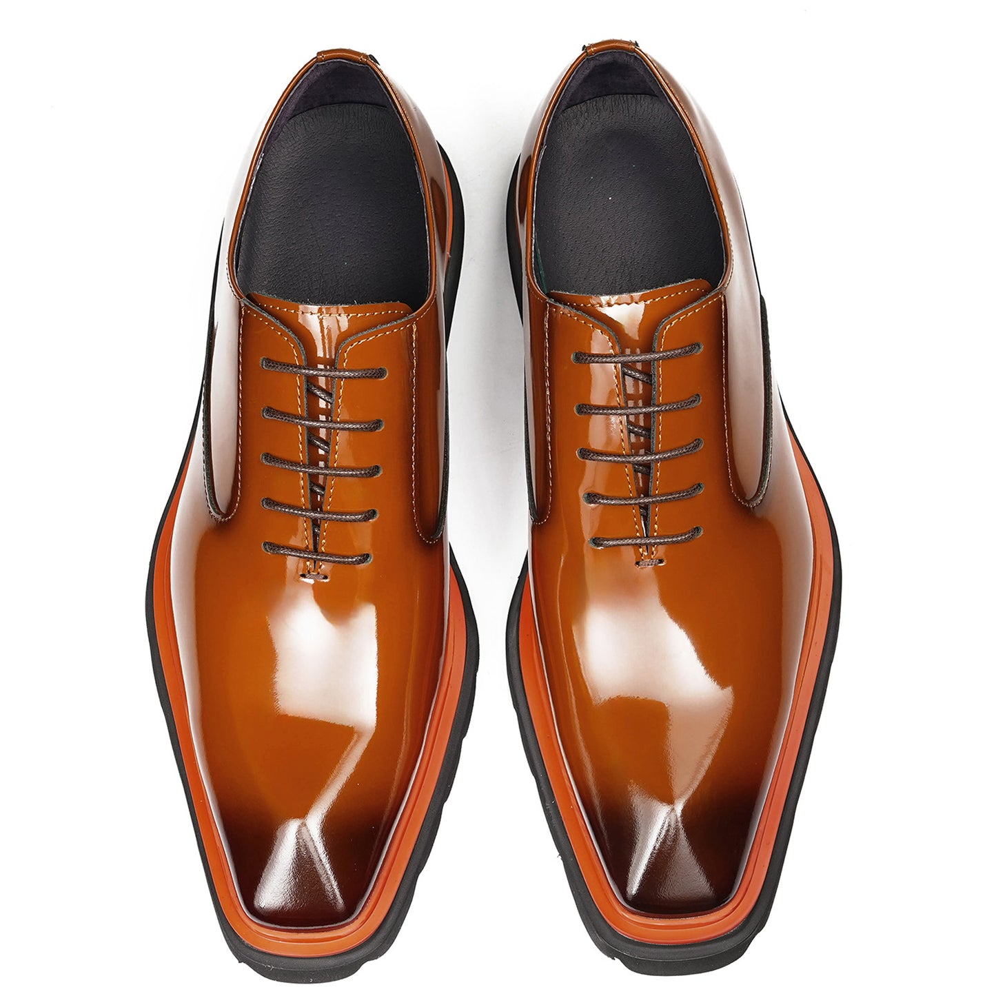 Men's Rugged Square-Toe Leather Shoes with Contrast Sole