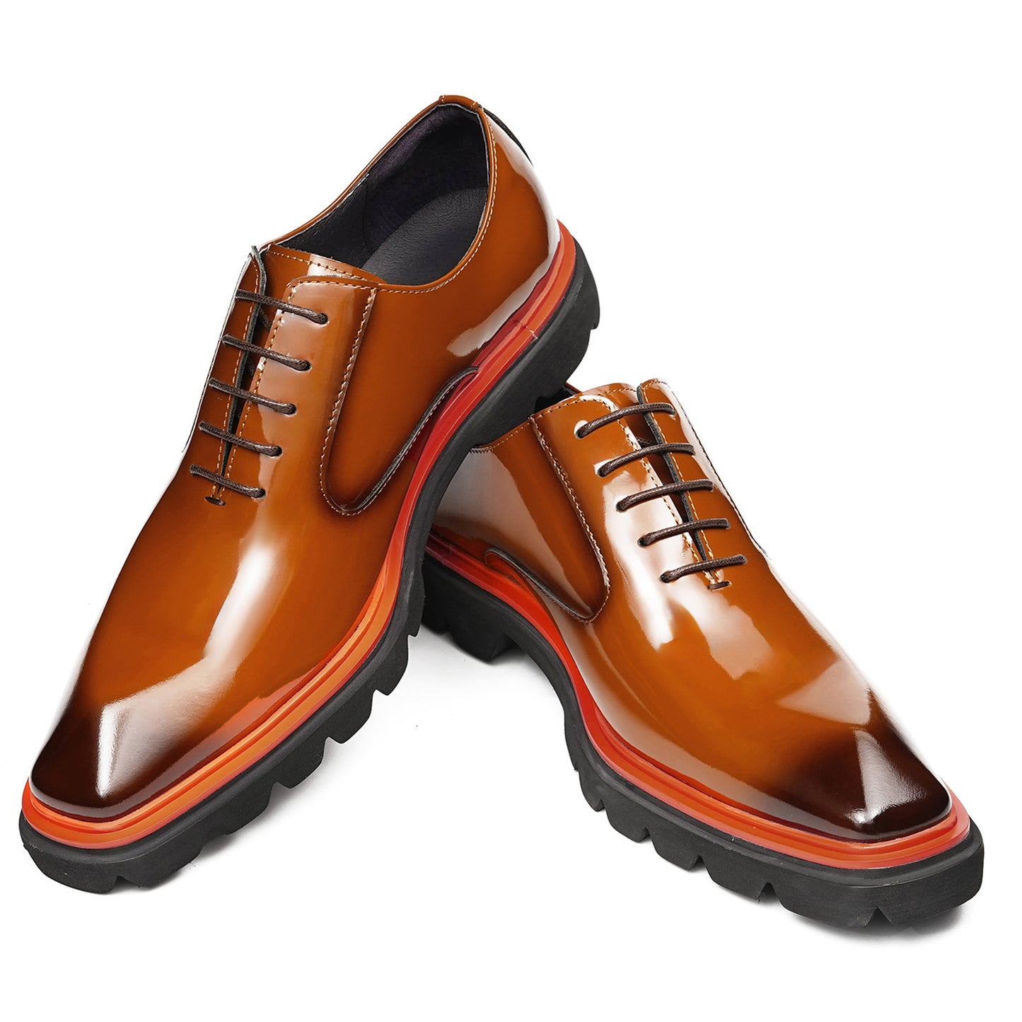 Men's Rugged Square-Toe Leather Shoes with Contrast Sole