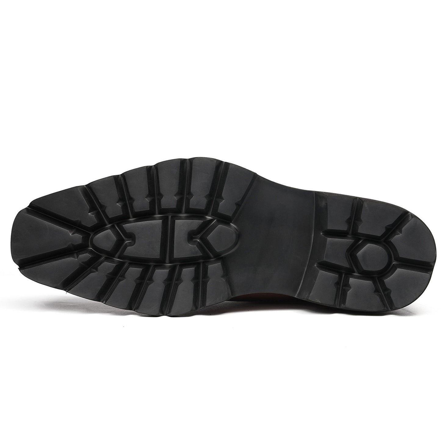 Men's Rugged Square-Toe Leather Shoes with Contrast Sole