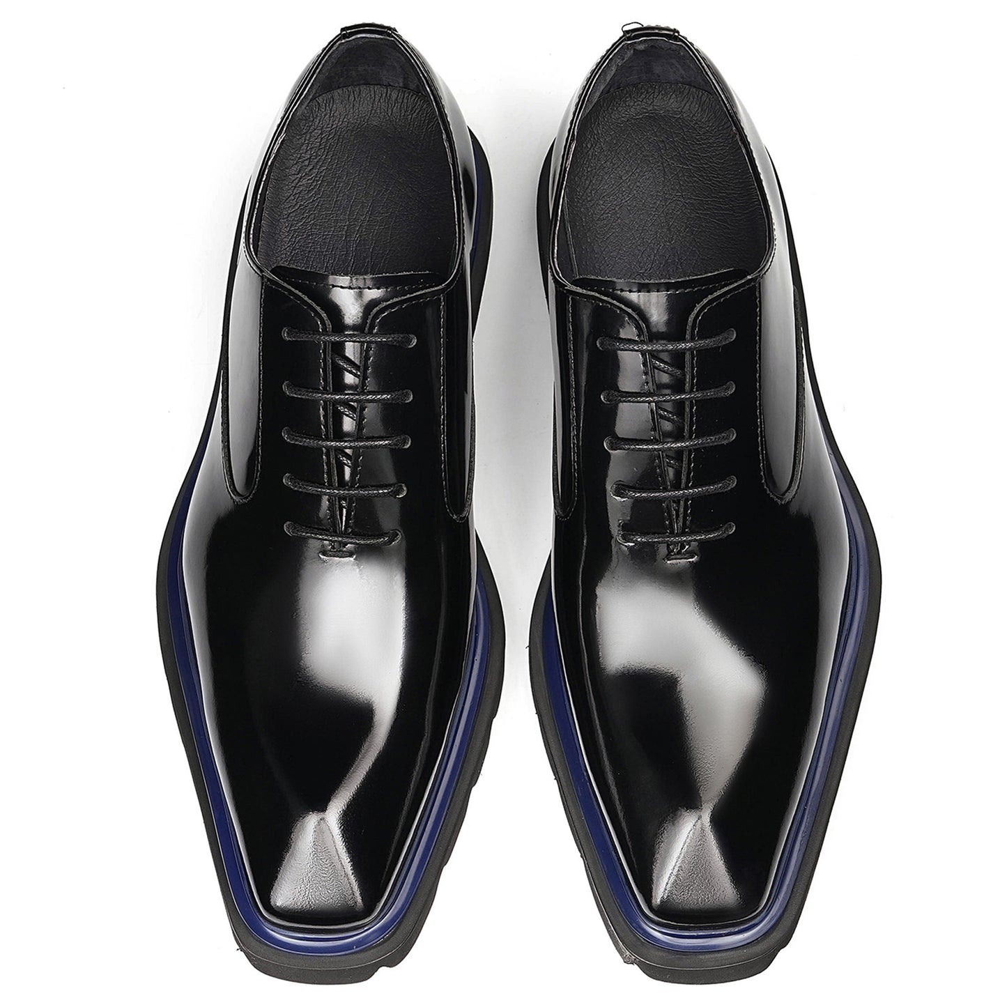 Men's Rugged Square-Toe Leather Shoes with Contrast Sole