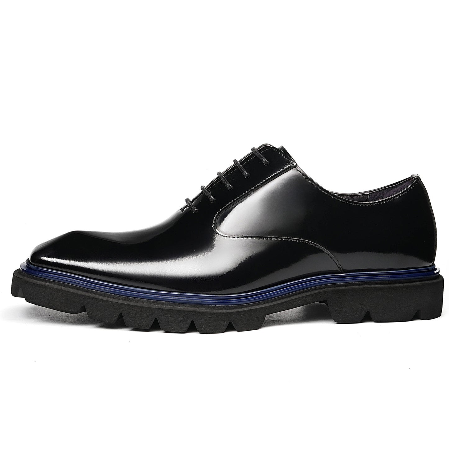 Men's Rugged Square-Toe Leather Shoes with Contrast Sole