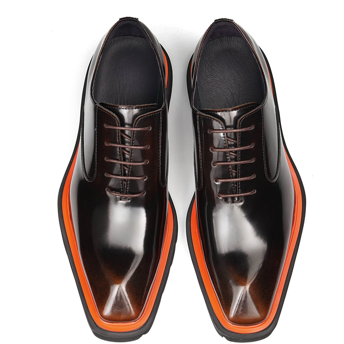 Men's Rugged Square-Toe Leather Shoes with Contrast Sole